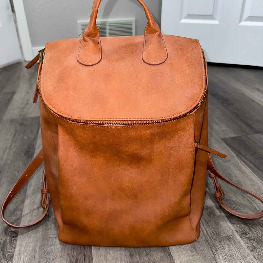 Faux leather backpack